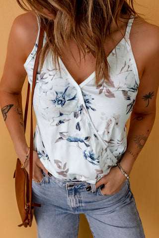 Printed V-Neck Adjustable Strap Cami Top