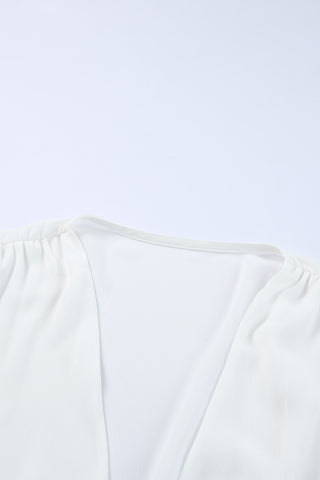 Tied Balloon Sleeve Cropped Blouse