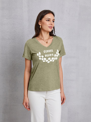 COFFEE BEANS V-Neck Short Sleeve T-Shirt