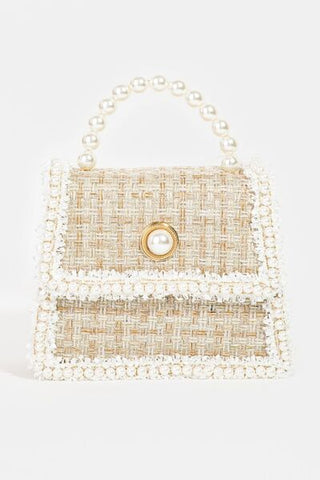 Fame Pearly Trim Woven Handbag